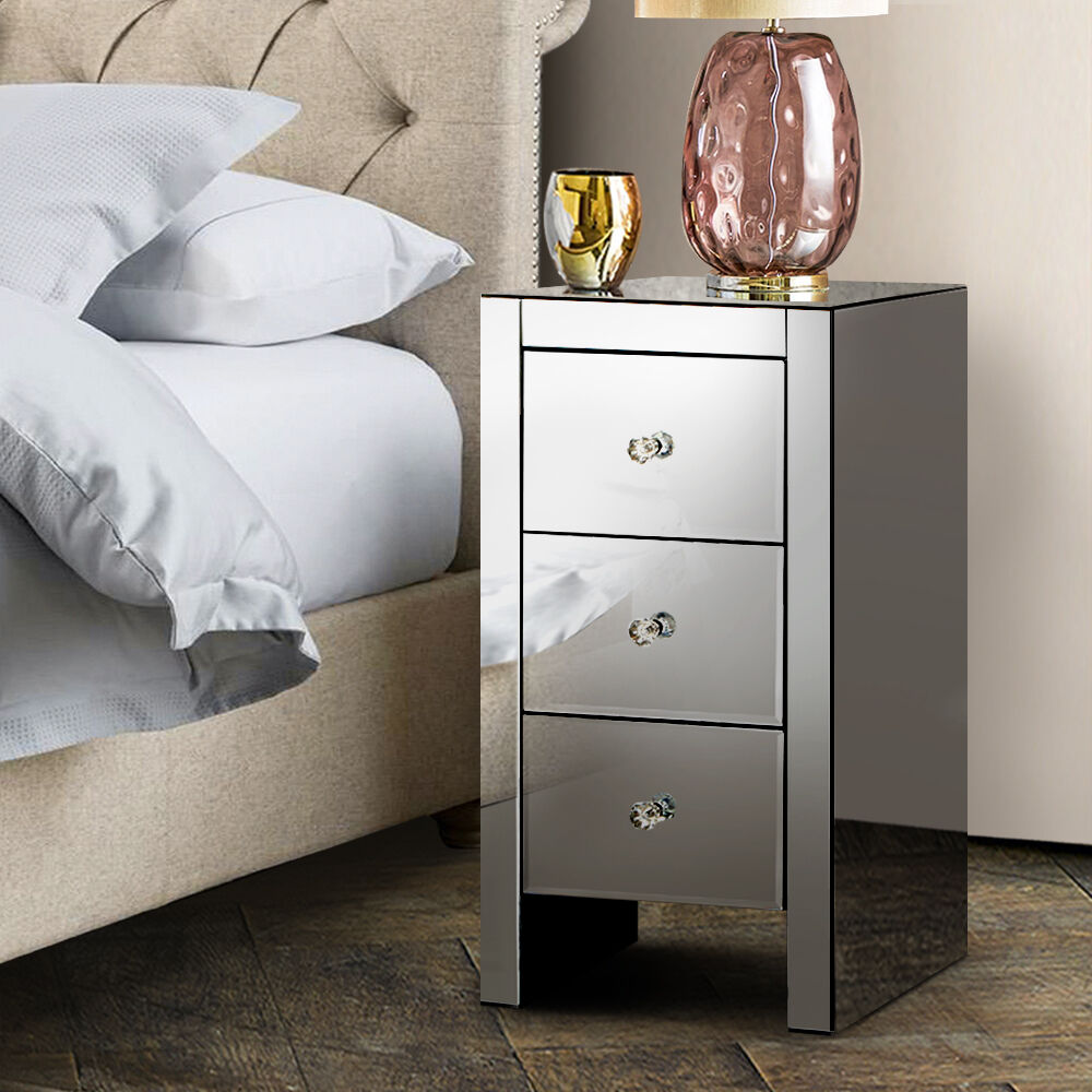 Palatine Mirrored Bedside Tables Drawers Crystal Chest Nightstand Glass Price