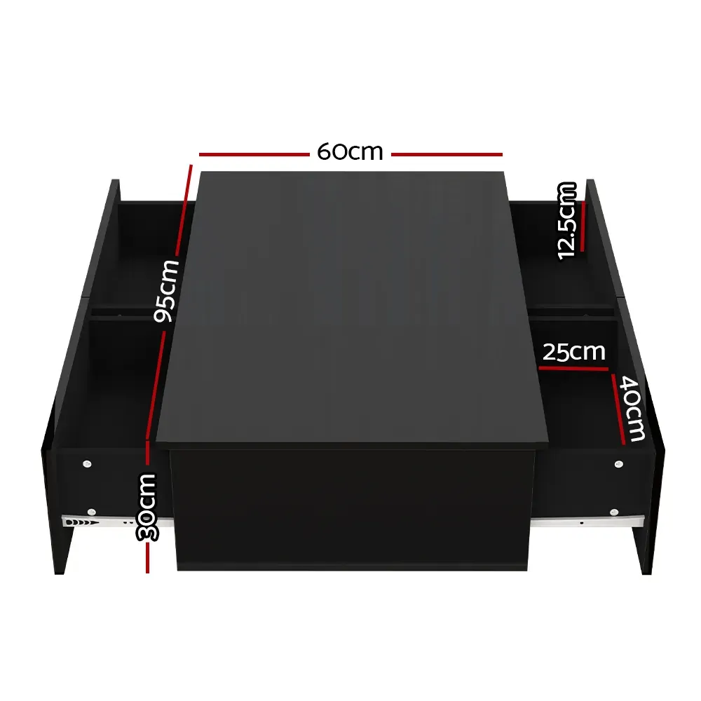 Modern Coffee Table 4 Storage Drawers High Gloss Living Room Furniture Price
