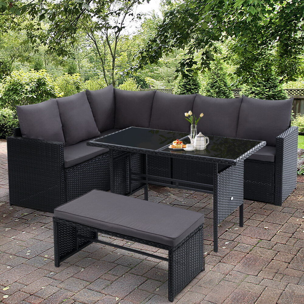 Gardeon Outdoor Furniture Dining Setting Sofa Set Lounge Wicker 8 Seater Black Price