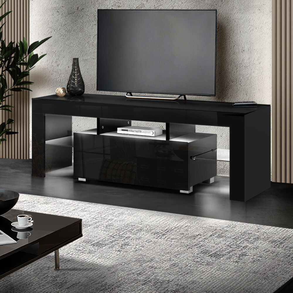 Eaton TV Cabinet Entertainment Unit Stand RGB LED Gloss Furniture 130cm Price