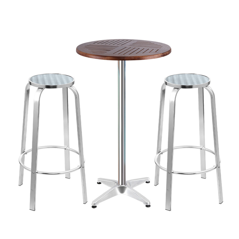 Outdoor Bistro Set Bar Table Stools Adjustable Aluminium Cafe Wood Price
