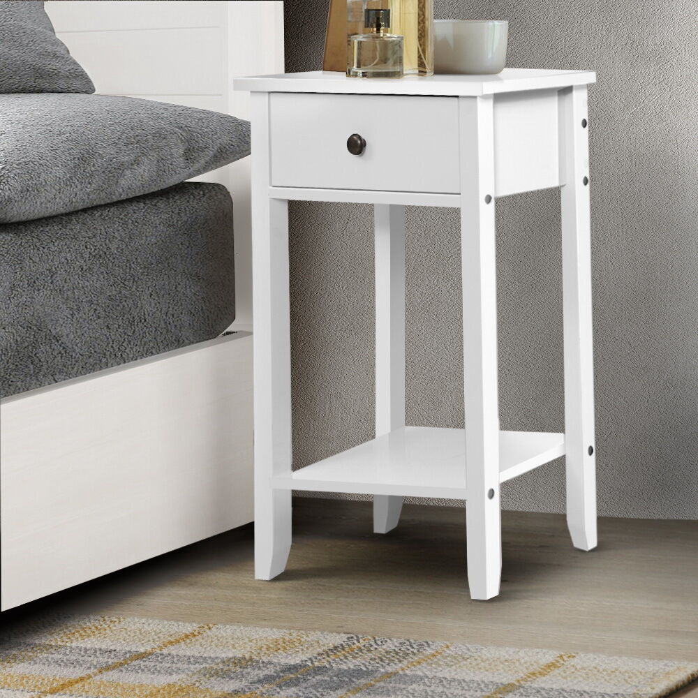 Timonium Bedside Tables Drawer Side Table Nightstand White Storage Cabinet White Shelf Price