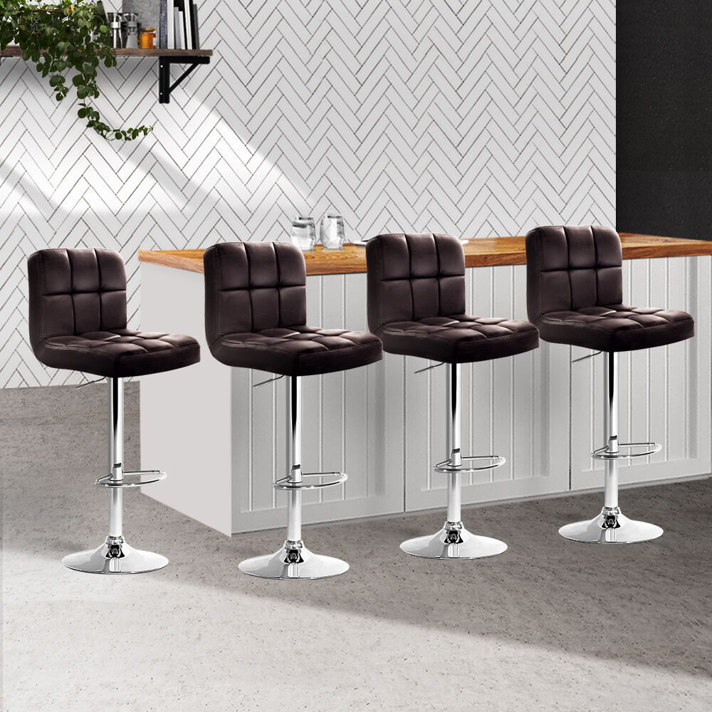 Set of 4 Bar Stools Gas lift Swivel - Steel Price