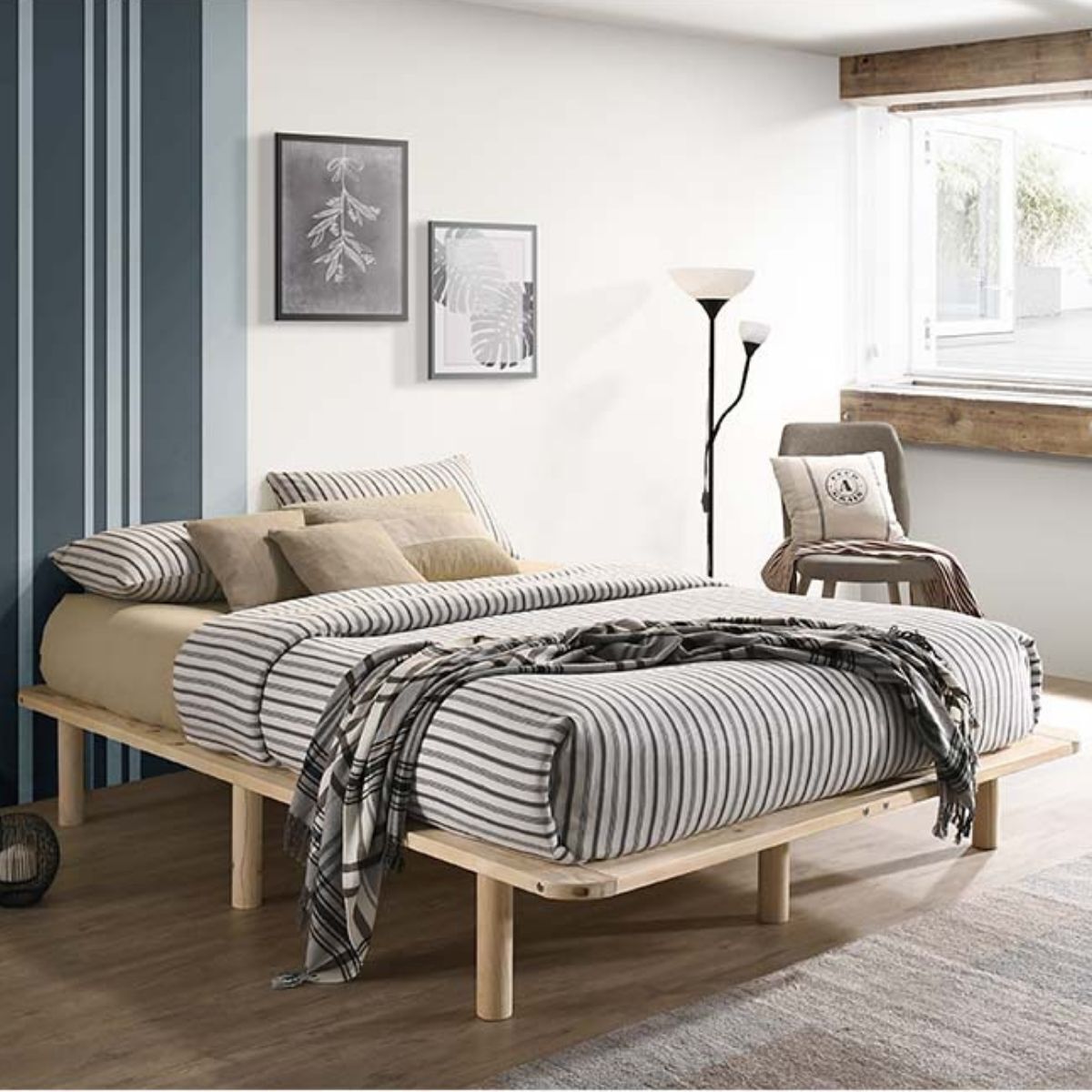 Platform Bed Base Frame Wooden Natural Pinewood Price