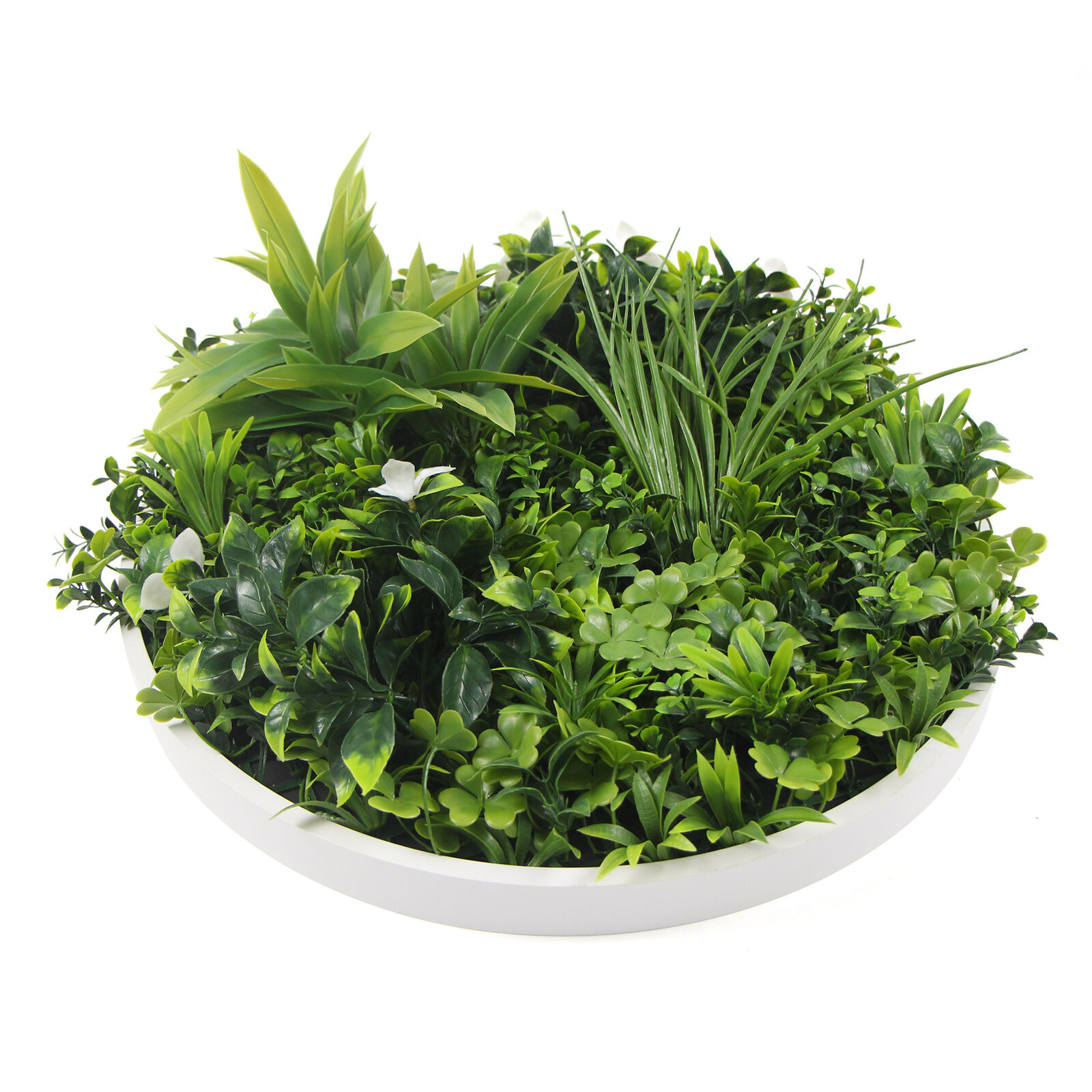Flowering White Artificial Green Wall Disc UV Resistant Price
