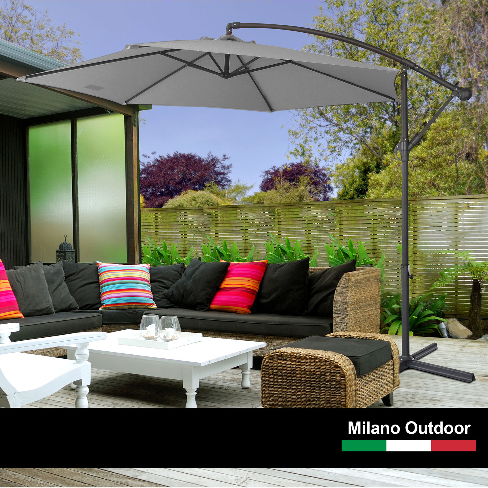3M Outdoor Umbrella Cantilever With Protective Cover Patio Garden Shade Price