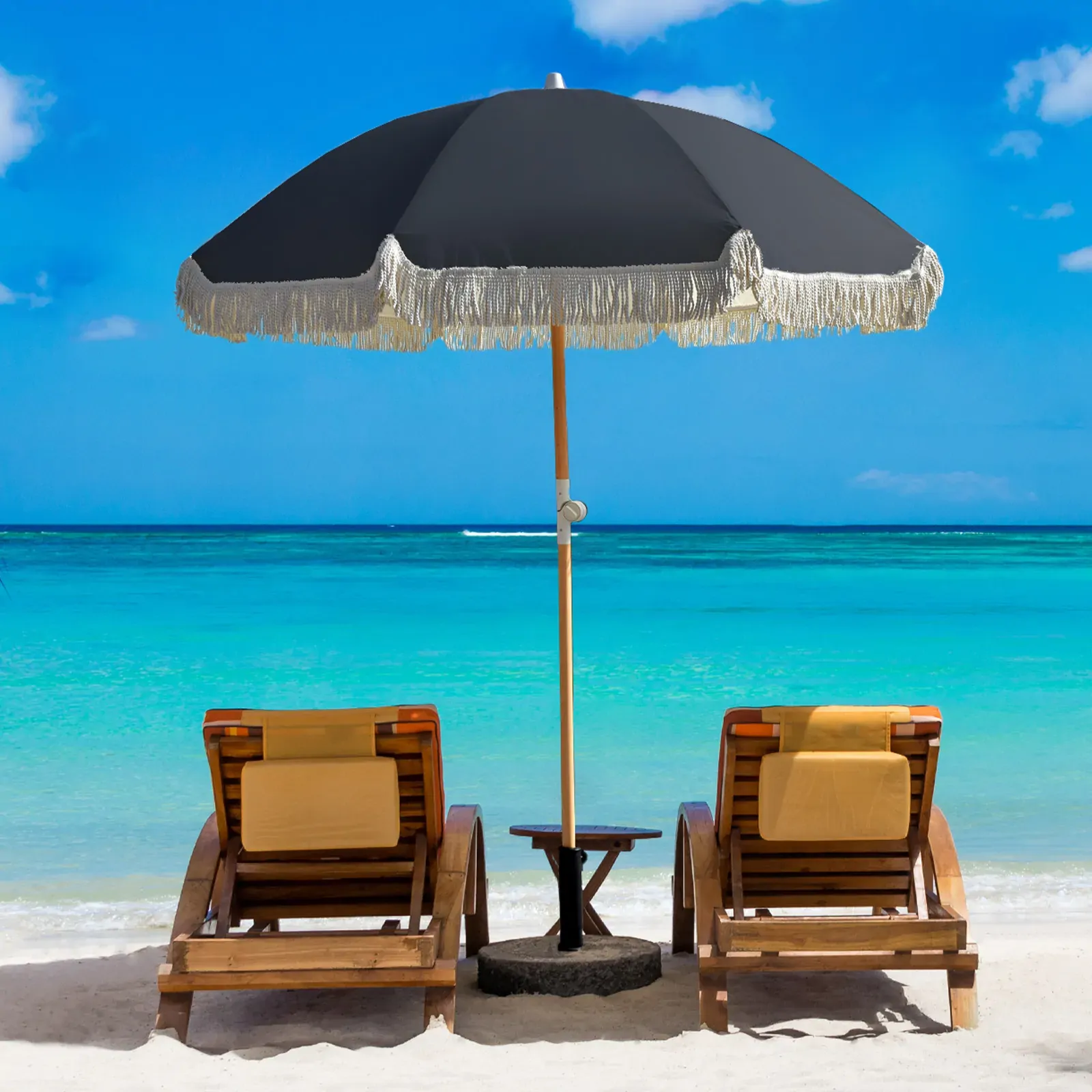 Havana Outdoors Beach Umbrella Portable 2 Metre Fringed Garden Sun Shade Shelter Price