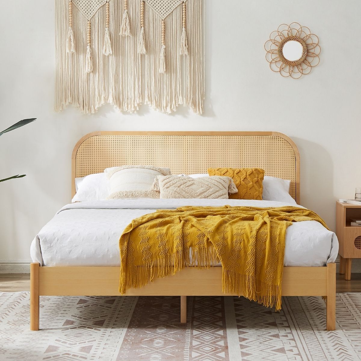 Lulu Bed Frame with Curved Rattan Bedhead Price
