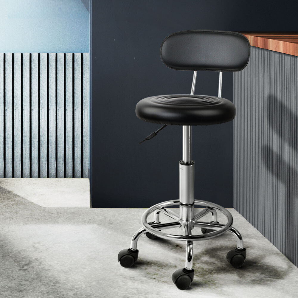 Artiss Salon Stool Swivel Chair Backrest Black Price
