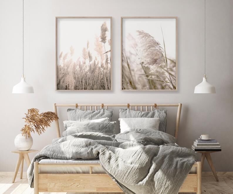 Pampas Grass 2 Sets Wood Frame Canvas Wall Art Price