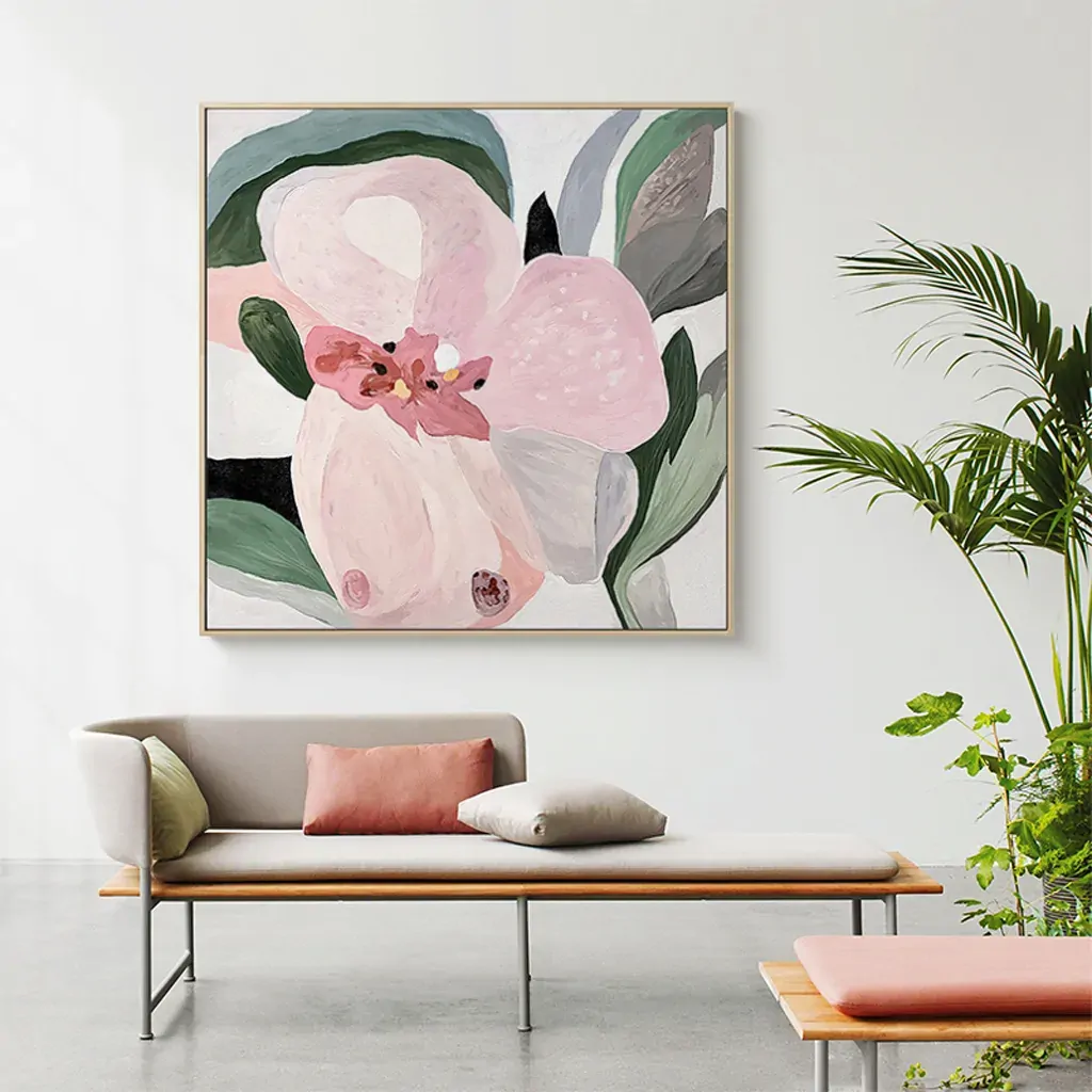Floral Hand Painting Style Wood Frame Canvas Wall Art Price