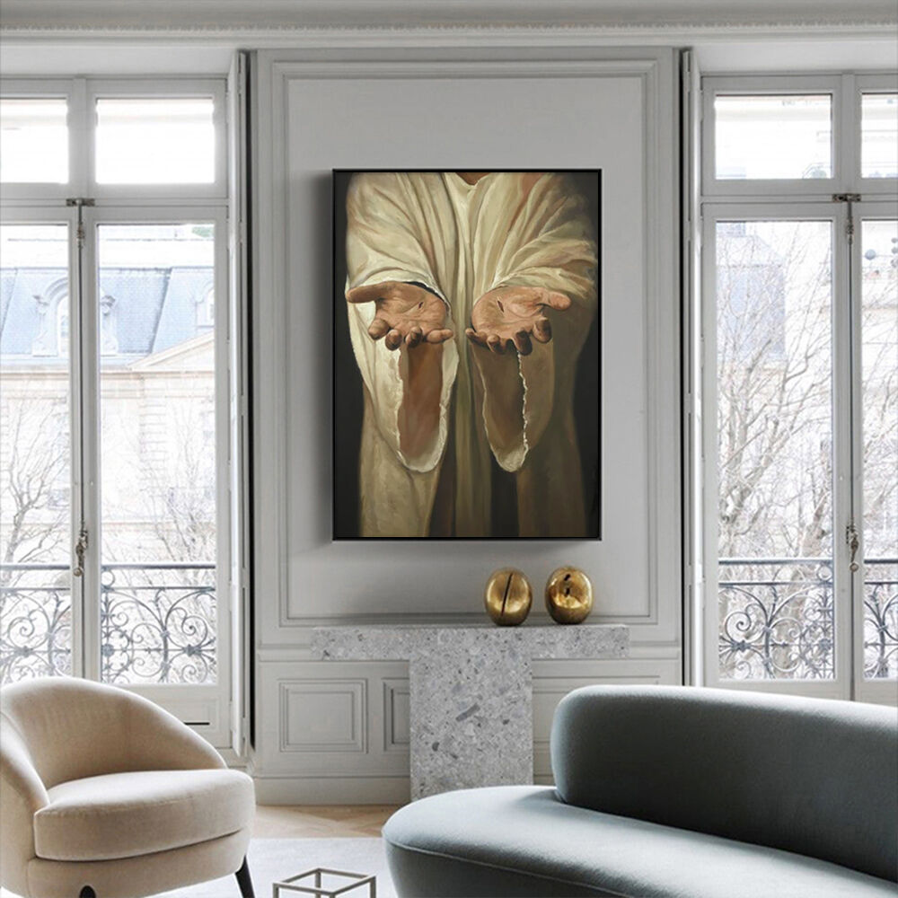 Jesus Nail Hand Black Frame Canvas Wall Art Price