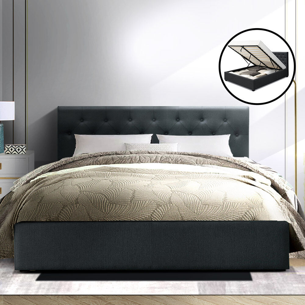 Glenroy Bed Frame Gas Lift Base With Storage Fabric Vila Collection Price