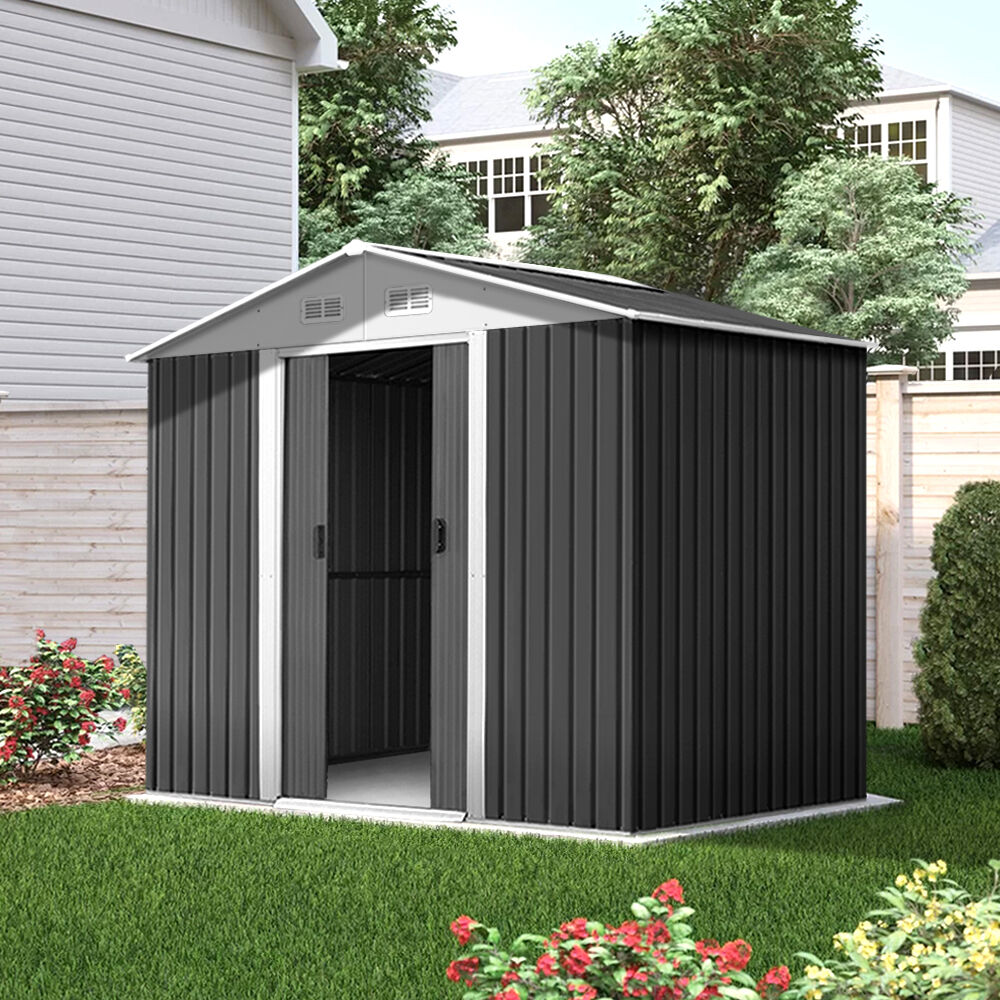 Garden Shed Outdoor Storage Sheds Workshop Metal Base Grey Price