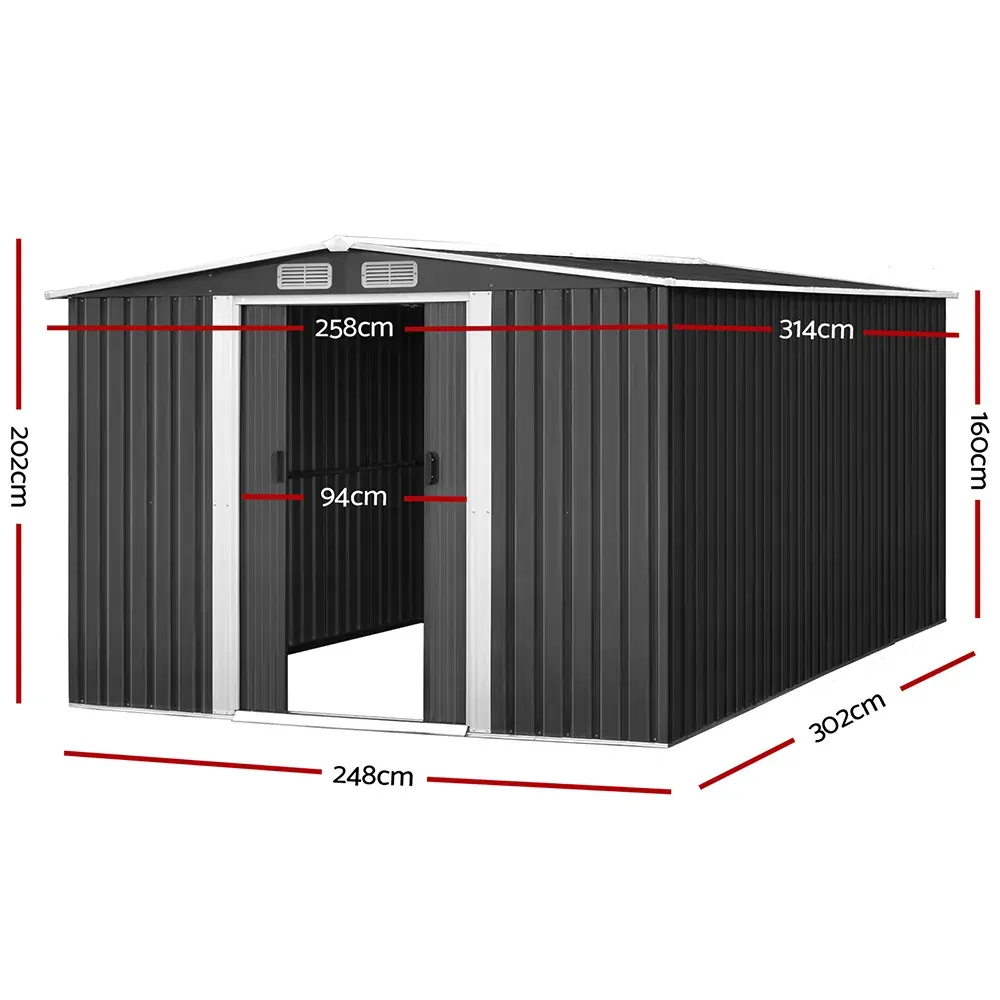 Garden Shed Outdoor Storage Sheds Workshop Metal Base Grey Price