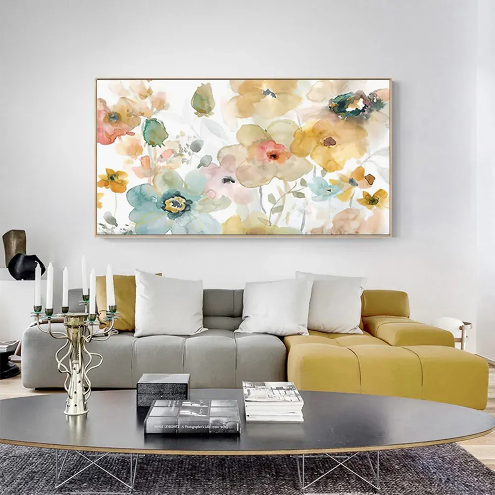 Floral Watercolor Style Wood Frame Canvas Wall Art Price