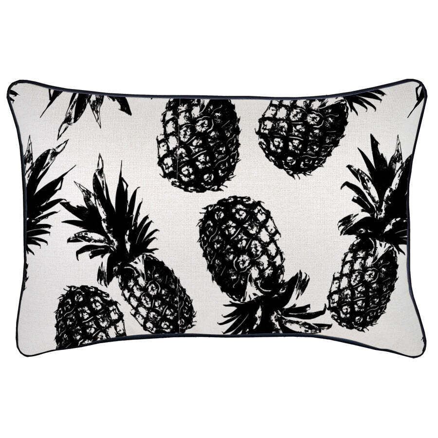 Cushion Cover-With Black Piping-Pineapples Black Price