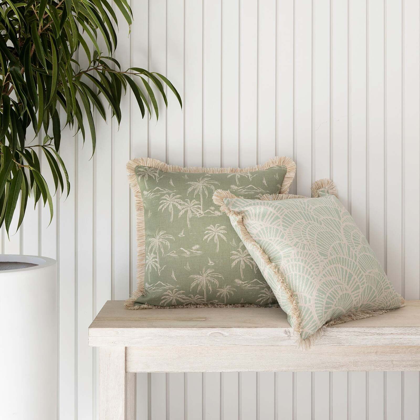 Cushion Cover-Coastal Fringe Natural-Postcards Sage Price