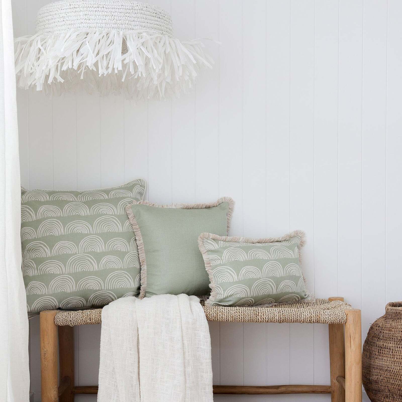 Cushion Cover-Coastal Fringe-Solid-Sage Price