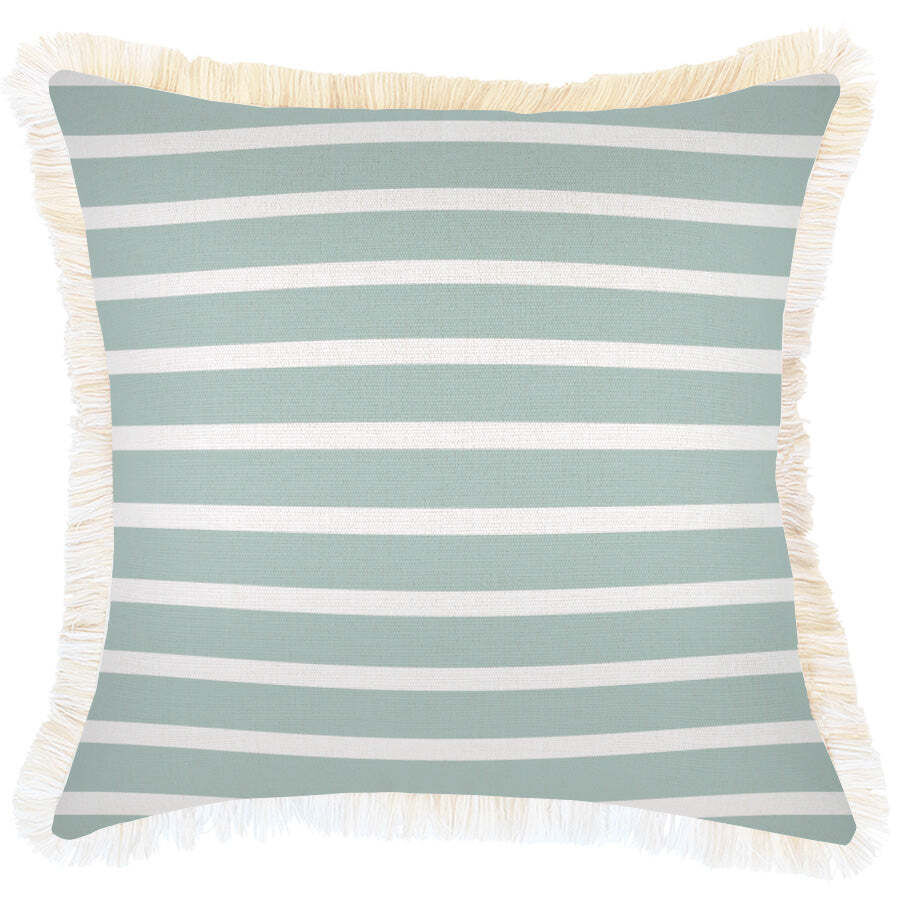 Cushion Cover-Coastal Fringe Natural-Hampton Stripe Seafoam Price