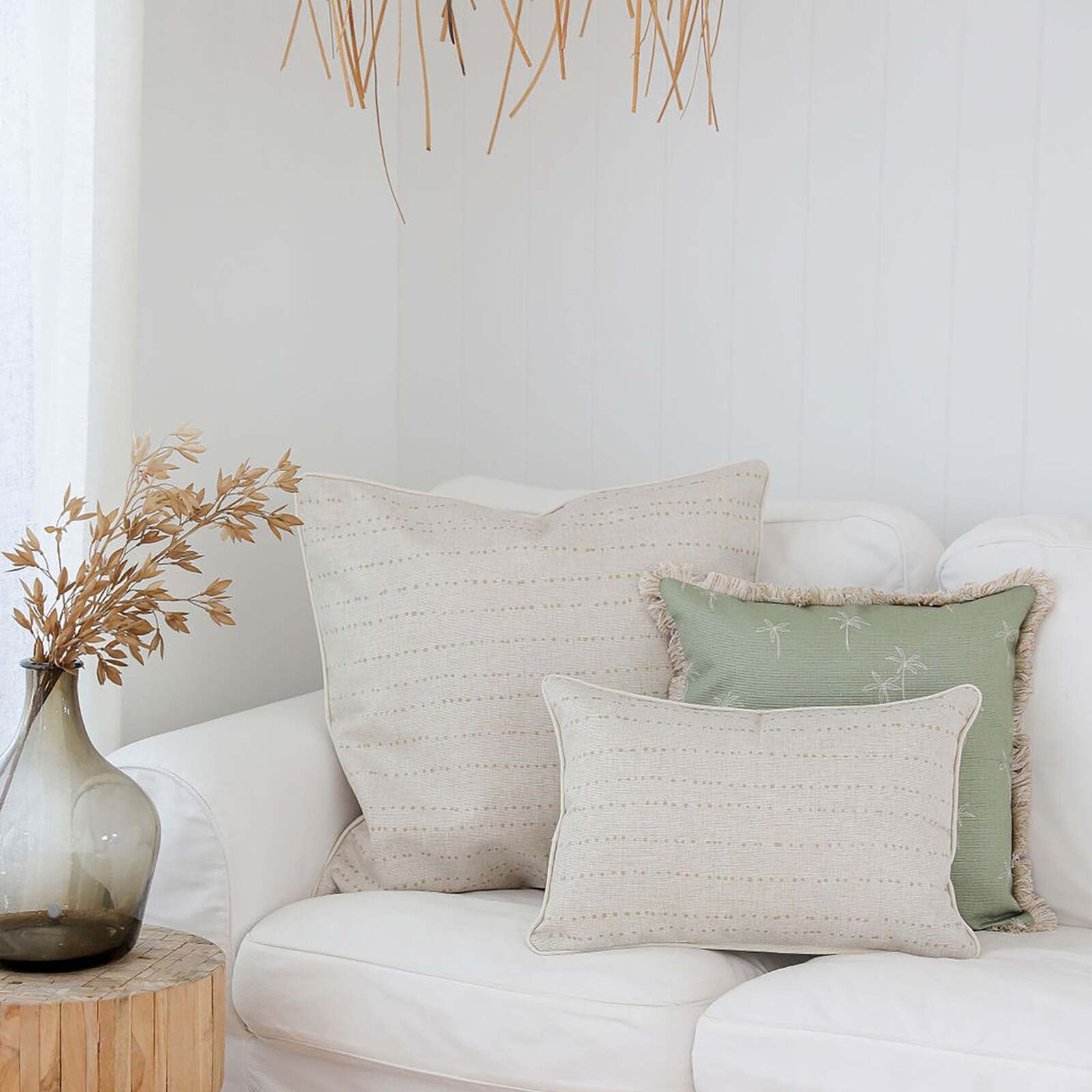 Cushion Cover-Coastal Fringe Natural-Palm Cove Sage Price