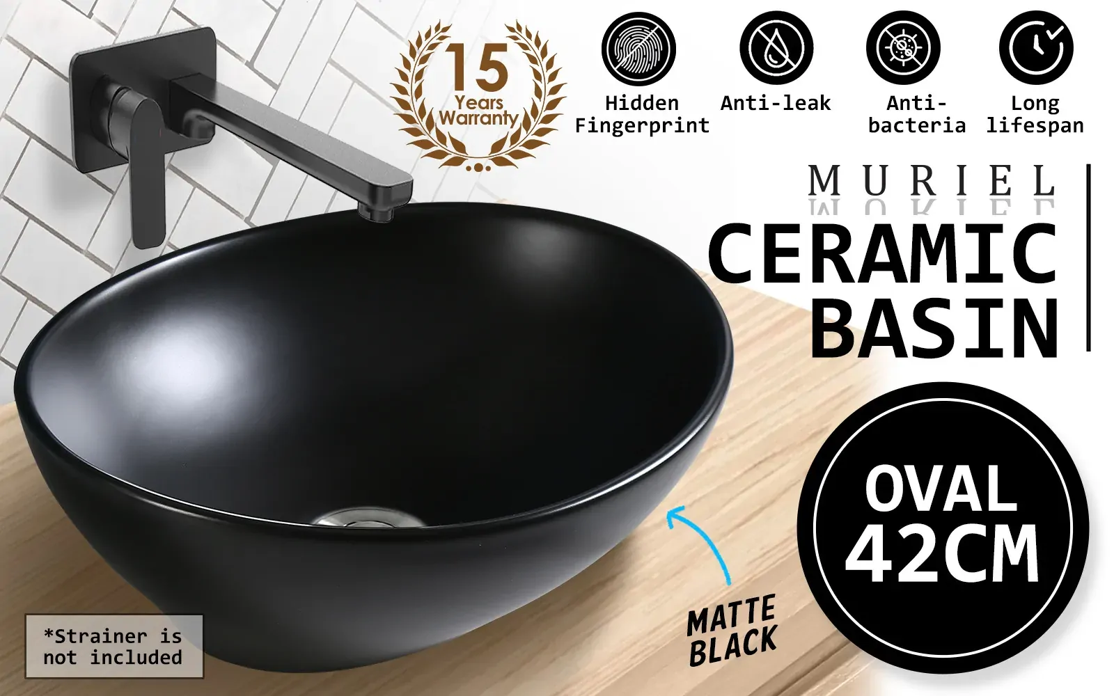Muriel 41 x 34 x 14.5cm Ceramic Bathroom Basin Vanity Sink Oval Above Counter Top Mount Bowl Price