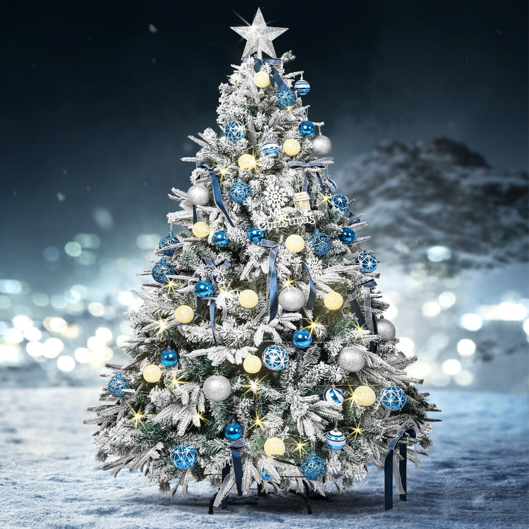 Christmas Tree Fairy Lights Snow Flocked Xmas Ornaments Decor Price