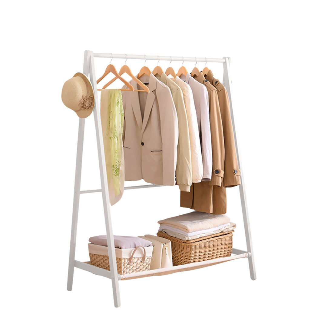 Clothes Rack Wooden Wardrobe White - Model-ECF090 Price