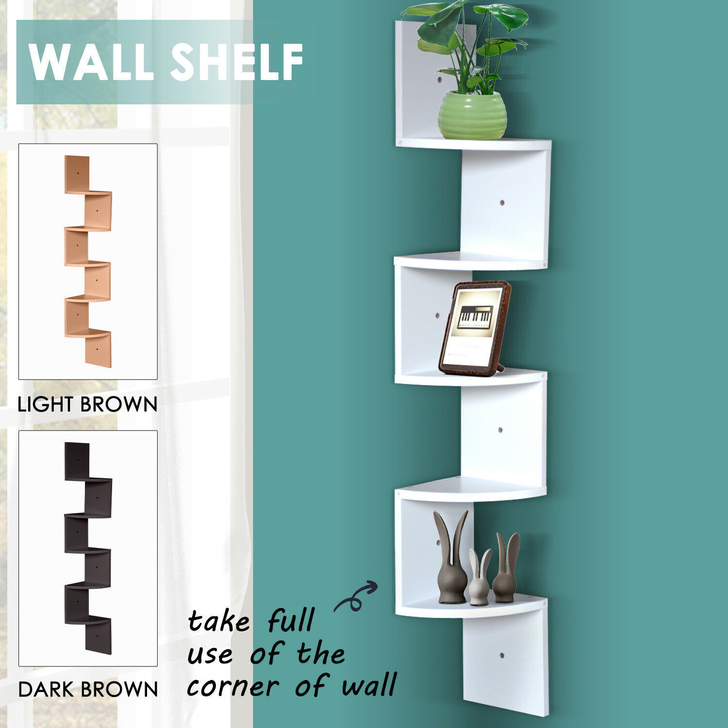 5 Tier Corner Wall Shelf Display Shelves DVD CD Storage Zig-tag Rack Price