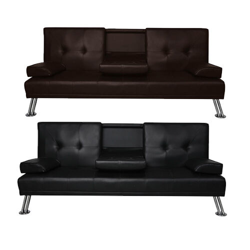 Burien Adjustable Sofa Bed Lounge Futon Couch Leather Beds 3 Seater Cup Holder Recliner Price