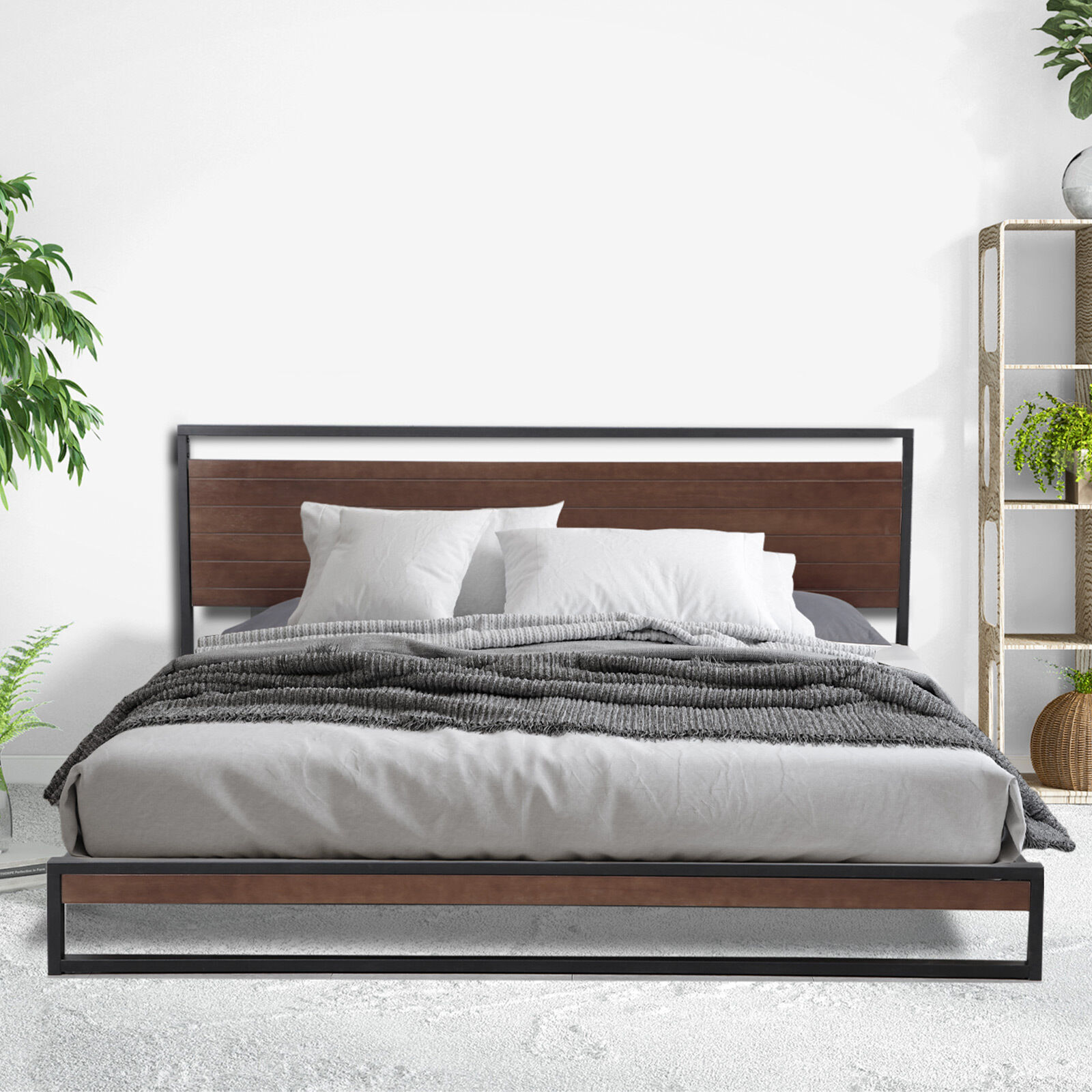 Arkansas Bed Frame with Headboard - Black - Single Price