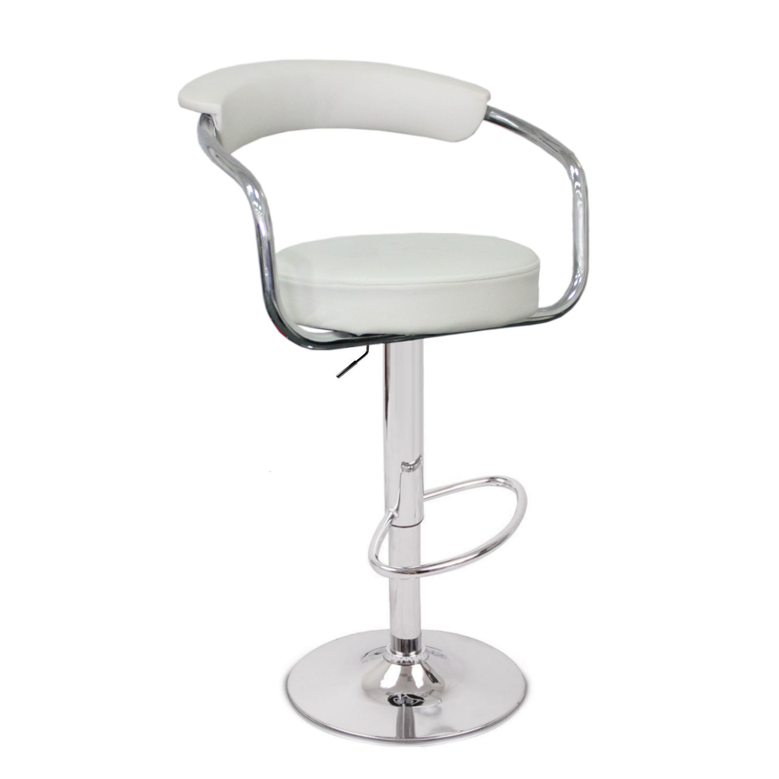 2X Bar Stools Faux Leather High Back Adjustable Crome Base Gas Lift Swivel Chairs Price