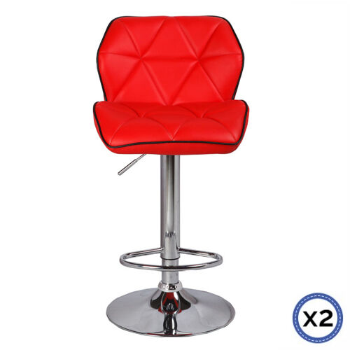 2X Bar Stools Faux Leather Mid High Back Adjustable Crome Base Gas Lift Swivel Chairs Price