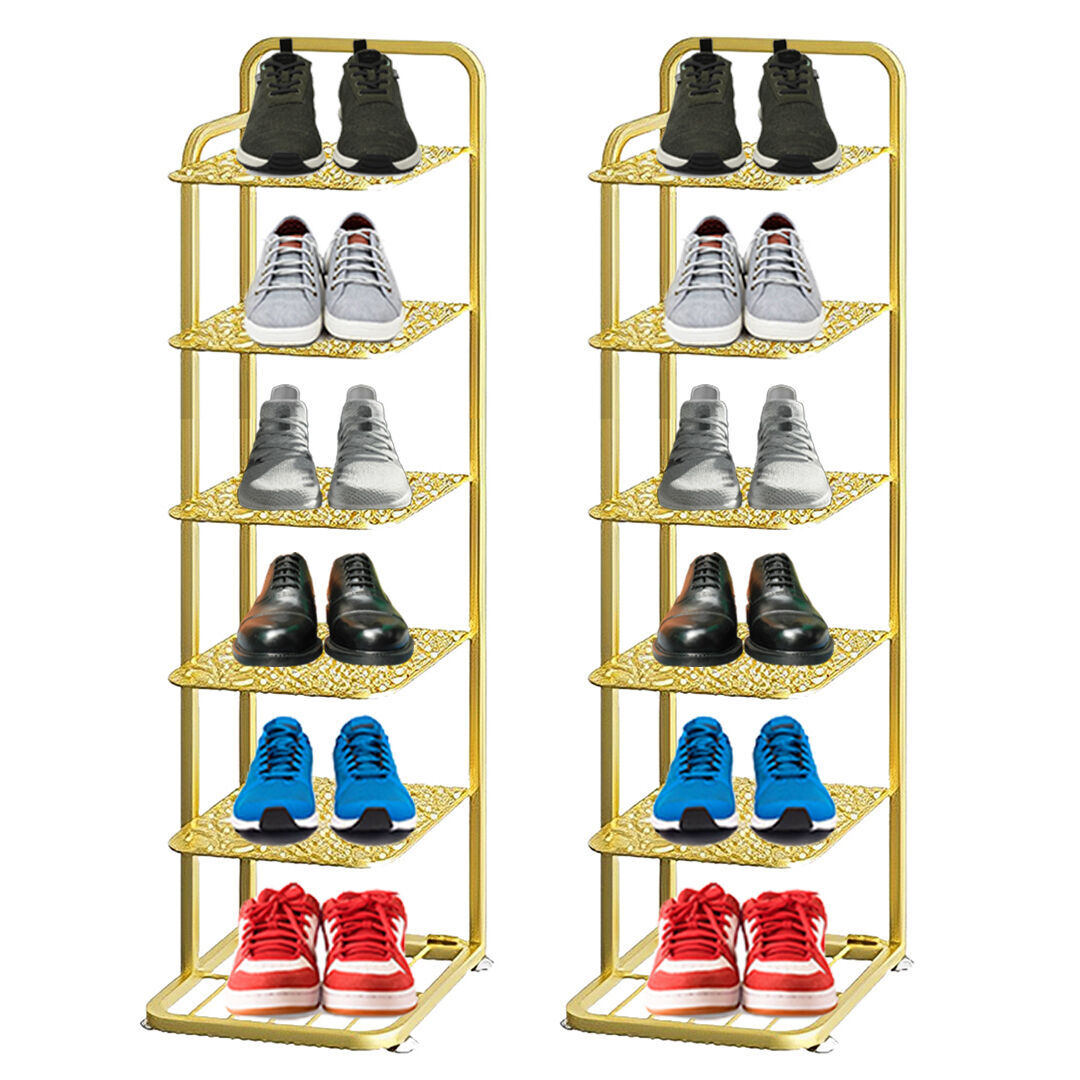 Gold Plated Metal Shoe Organizer Space Saving Portable Footwear Storage Shelf Price