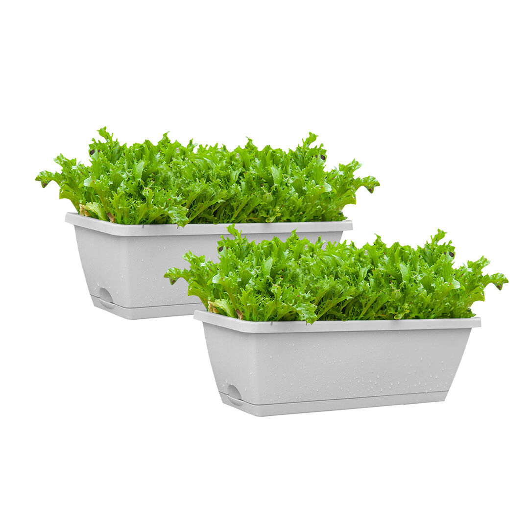 49.5cm Rectangular Planter Vegetable Herb Flower Outdoor Plastic Box with Holder Balcony Garden Décor Price
