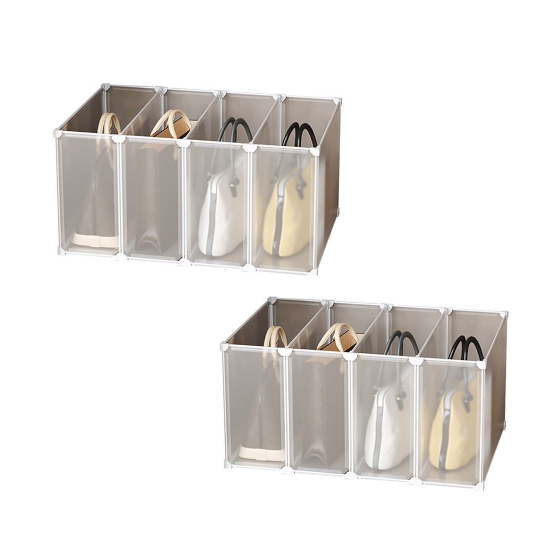 1 Tier Multifunctional PP Plastic Bag Box Portable Cubby DIY Storage Shelves Stackable Handbag Purse Organiser Price
