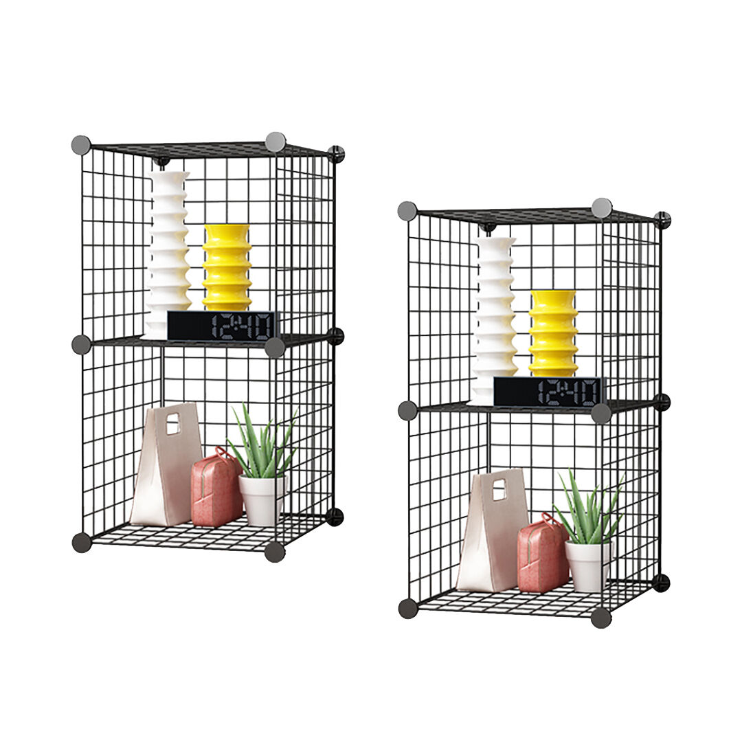 Black Portable Storage Organiser Foldable DIY Modular Grid Space Saving Shelf Price