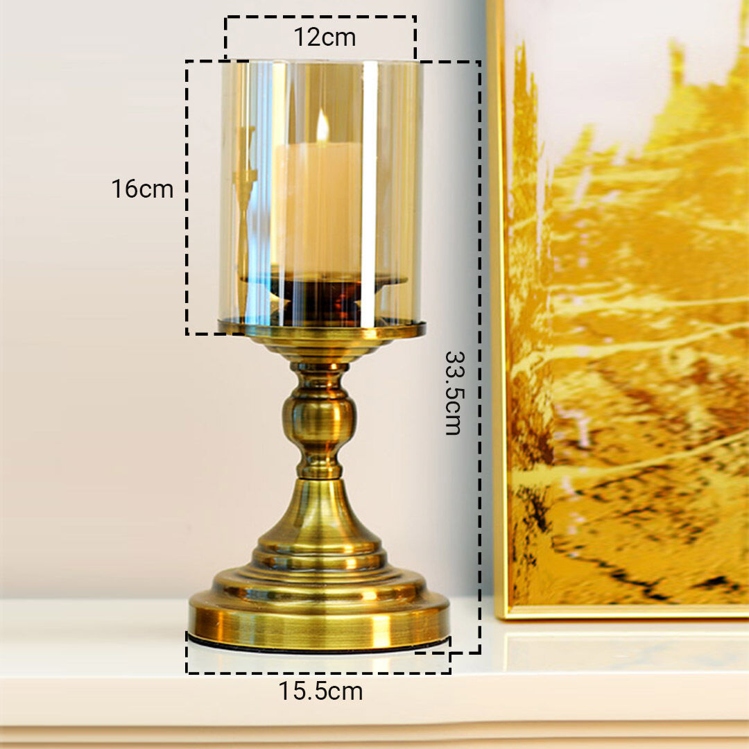 Gold Nordic Deluxe Candlestick Candle Holder Stand Pillar Glass /Iron Price