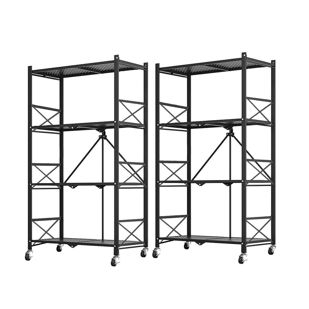 4 Tier Steel White Foldable Display Stand Multi-Functional Shelves Portable Storage Organizer with Wheels Price