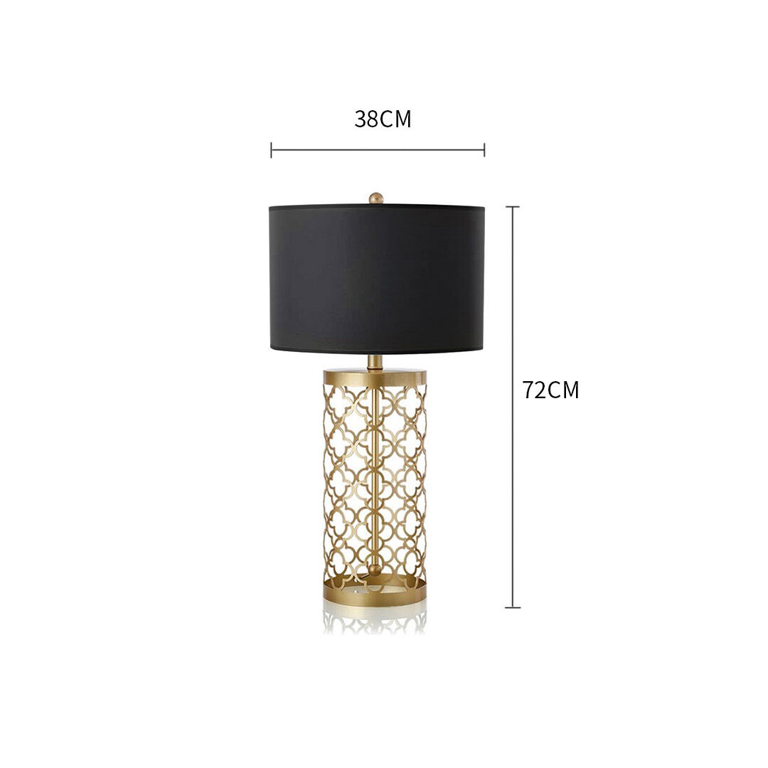 Golden Hollowed Out Base Table Lamp with Dark Shade Price