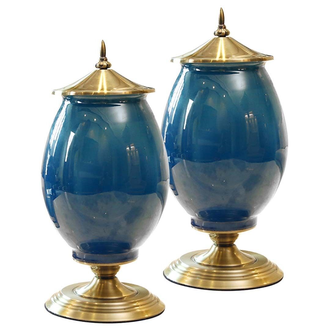 40.5cm Ceramic Oval Flower Vase with Gold Metal Base Price