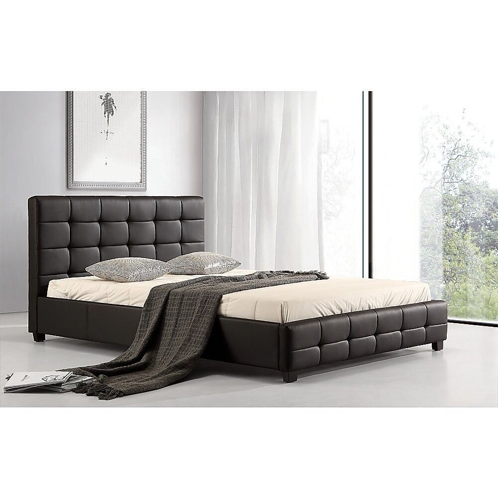 Arrow Double PU Leather Deluxe Bed Frame White Price