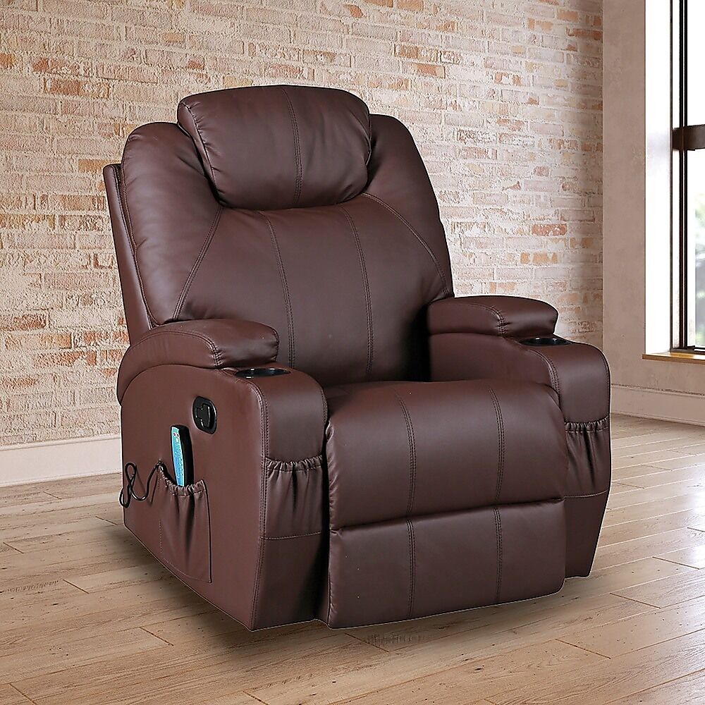Massage Sofa Chair Recliner 360 Degree Swivel PU Leather Lounge 8 Point Heated Price