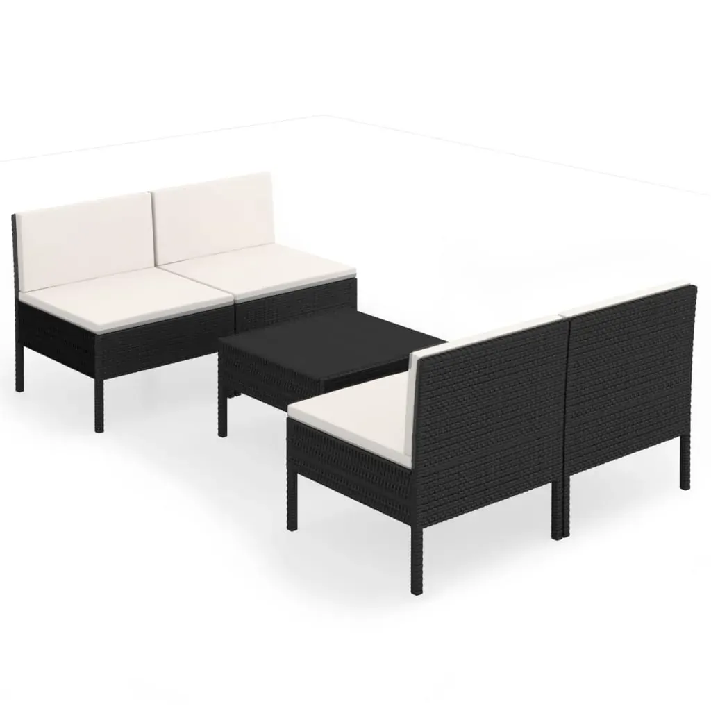 Garden Lounge Set with Cushions Poly Rattan Black Price