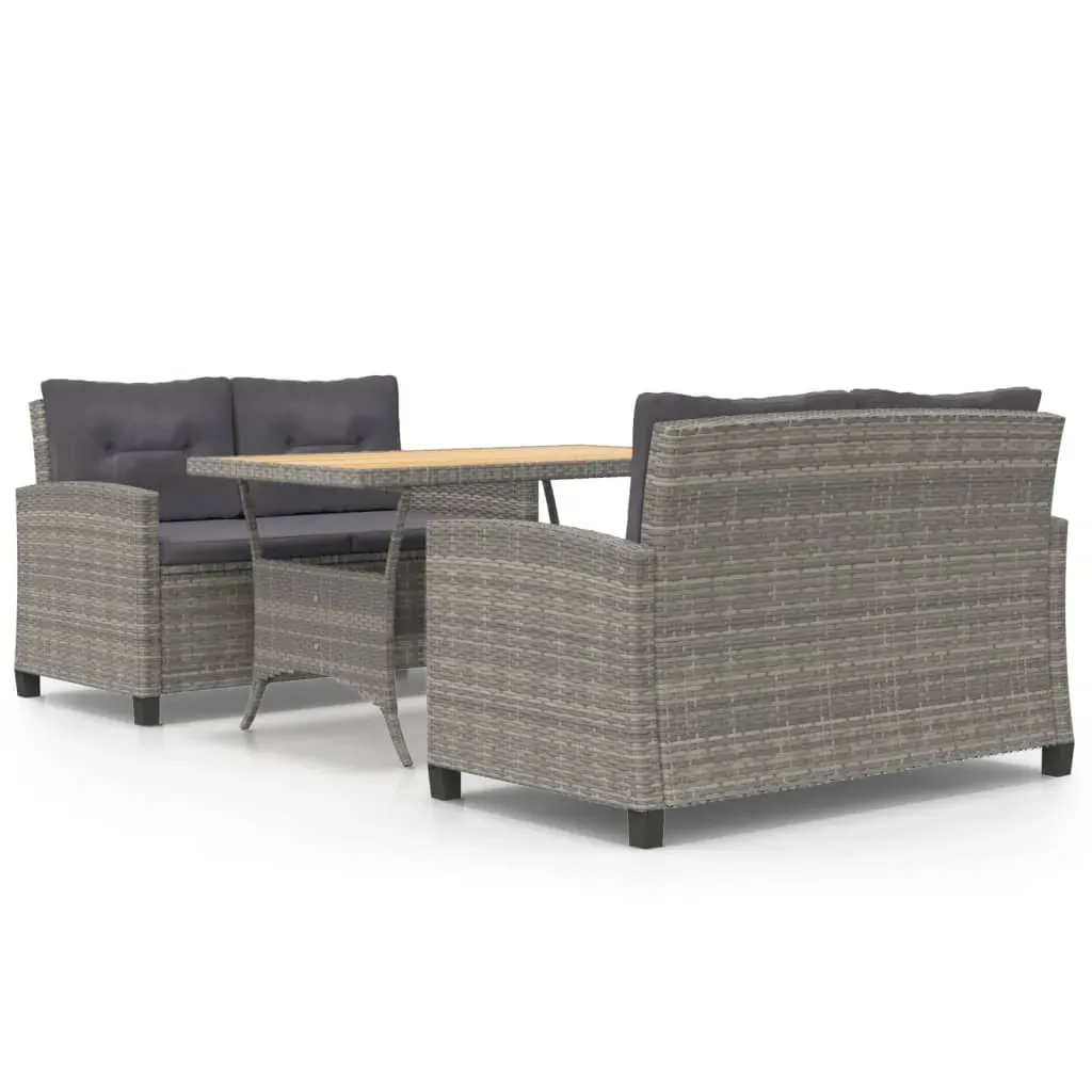 3 Piece Garden Dining Set with Cushions Poly Rattan Price