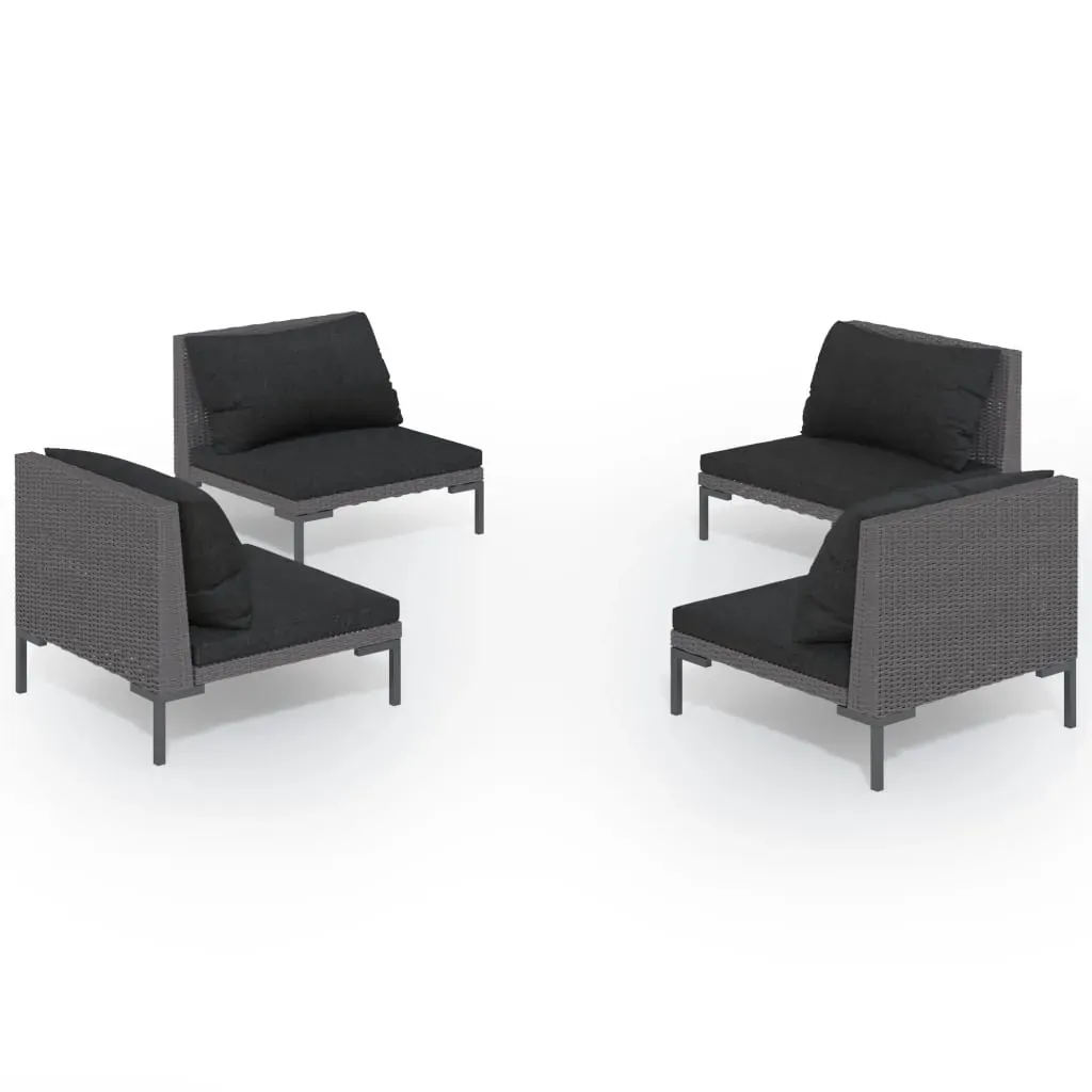 Garden Lounge Set with Cushions Poly Rattan Dark Grey Price