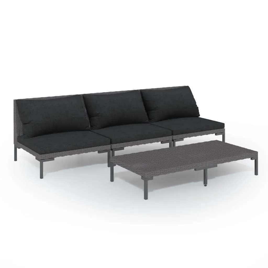 Garden Lounge Set with Cushions Poly Rattan Dark Grey Price