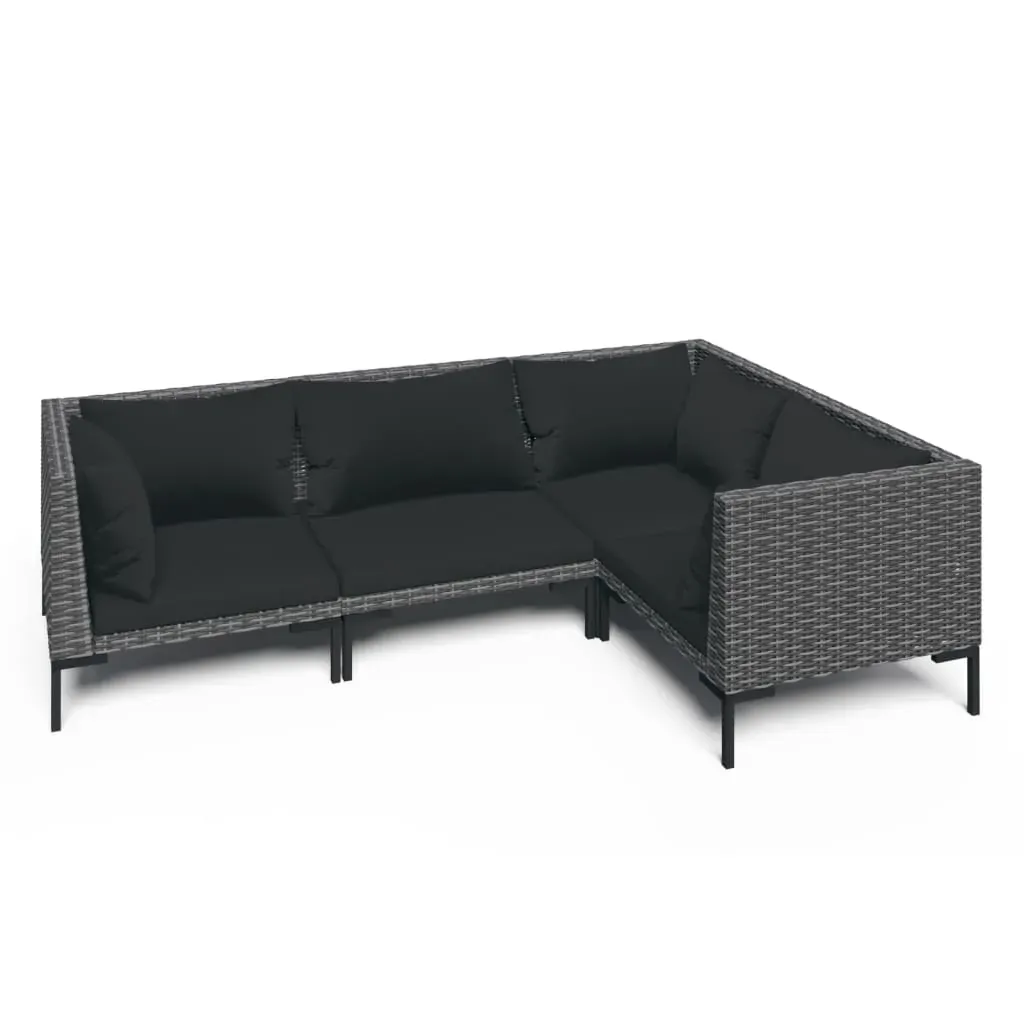 Garden Lounge Set with Cushions Poly Rattan Dark Grey Price