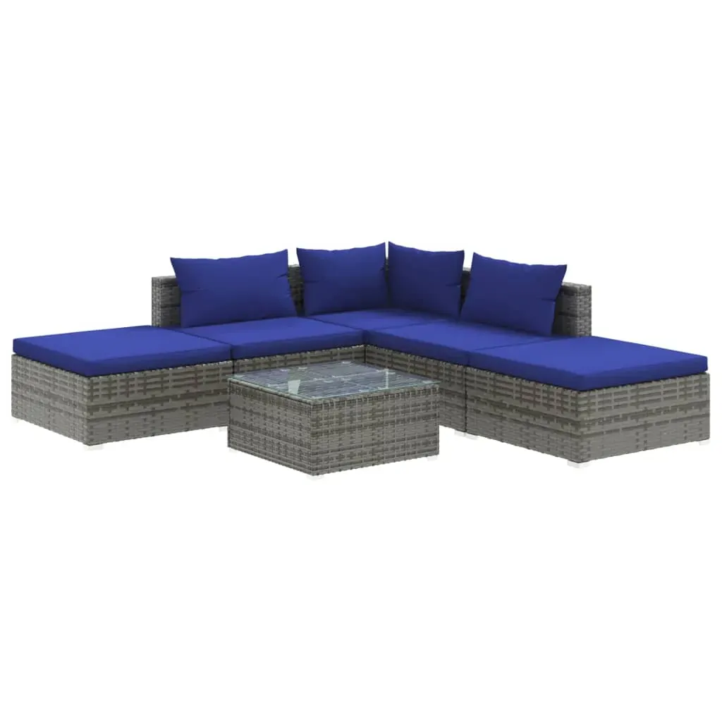 Garden Lounge Set with Cushions Poly Rattan Grey Price