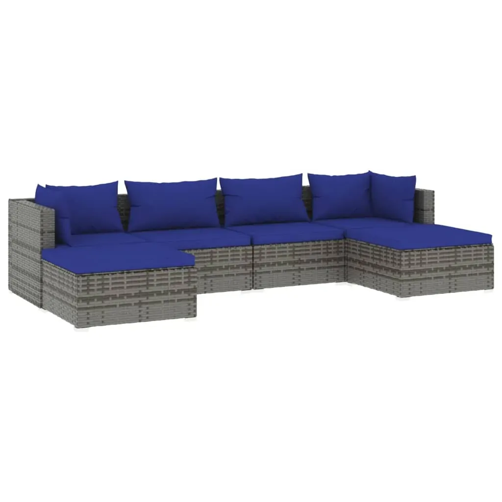 Garden Lounge Set with Cushions Poly Rattan Grey Price